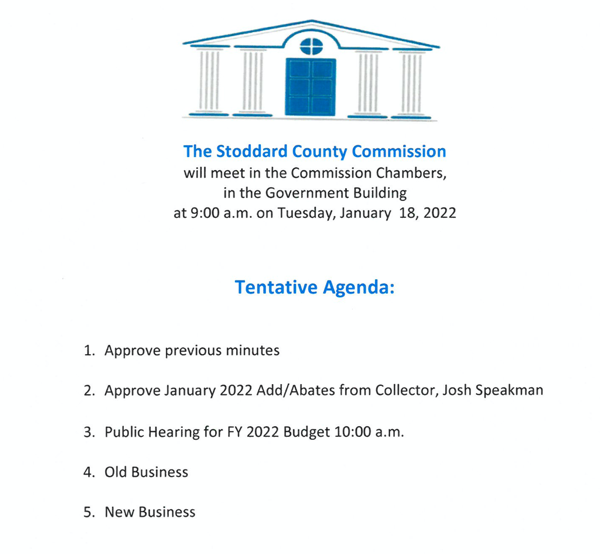 Public Hearing for FY 2022 Budget at 10:00 a.m. Tuesday