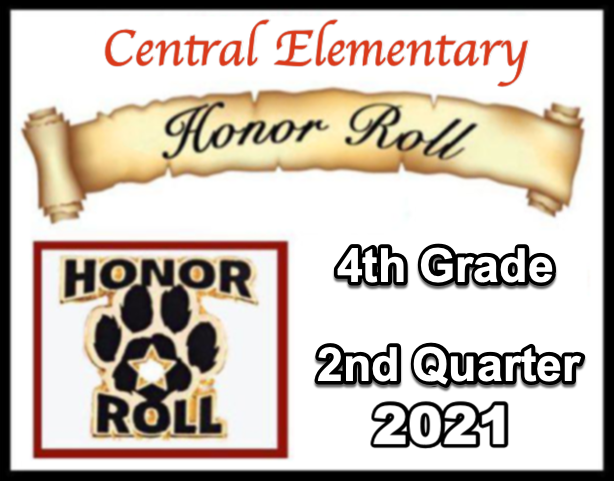 Central Elementary 4th Grade 2nd Quarter Honor Roll 2021