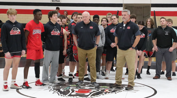 Special Moment for Two Retiring Coaches at DHS Wrestling Match
