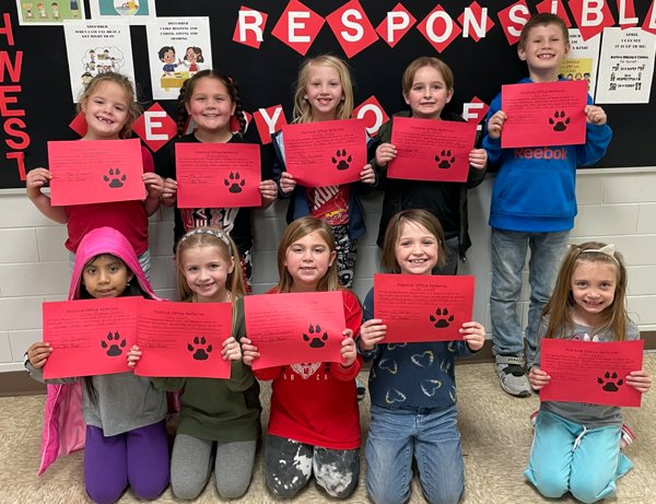 Southwest Elementary First Grade Students Earn Positive Office Referral Awards