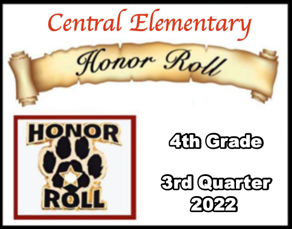 2022 Central Elementary 4th Grade 3rd Quarter Honor Roll Announced