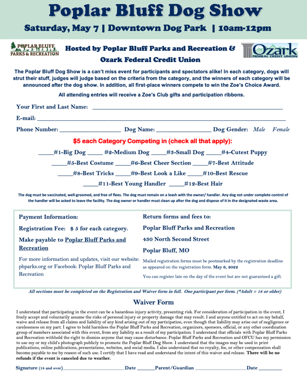 Poplar Bluff Dog Show Sponsored by Ozark Federal Credit Union