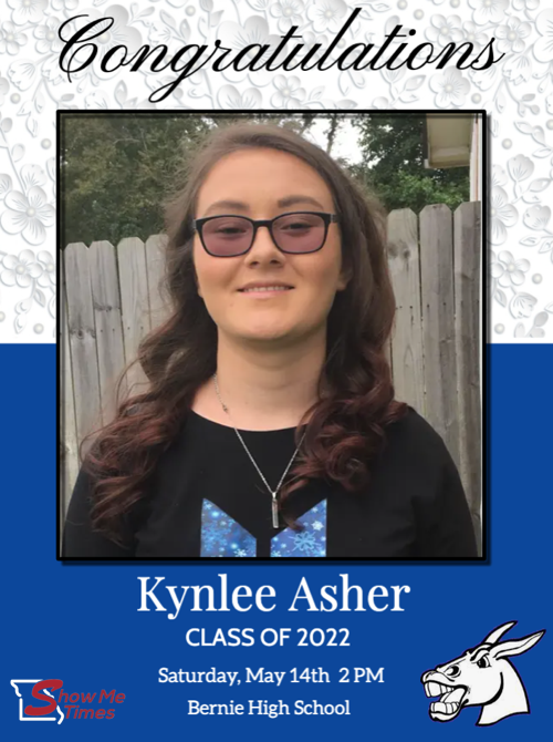 Congratulations Bernie High School Class of 2022 Graduate Kynlee Asher