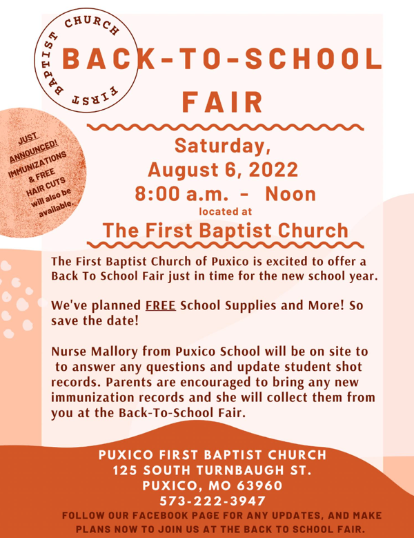 First Baptist Church Back to School Fair in Puxico