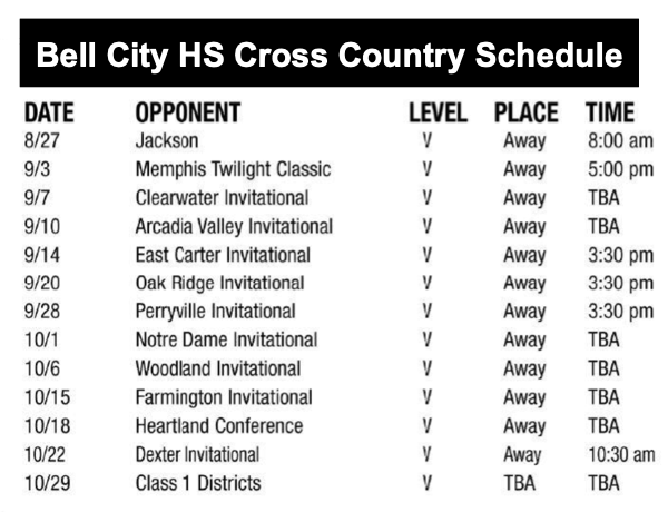 2022 Bell City High School Cross Country Schedule