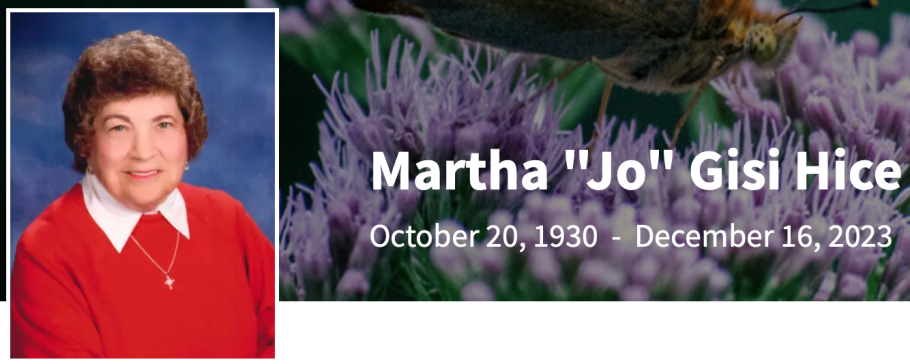 In Memory of Martha “Jo” Gisi Hice