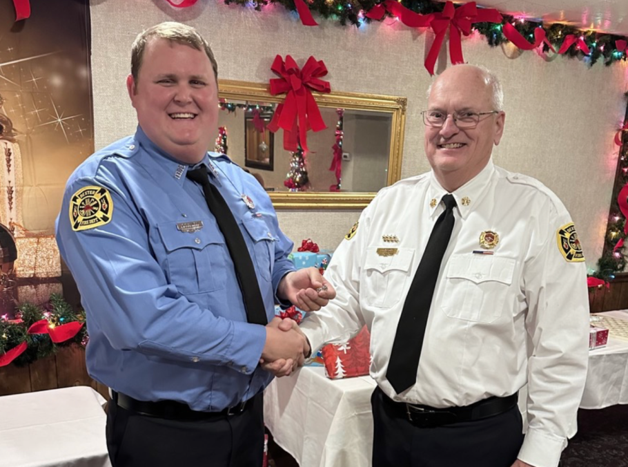 Lovins Receives 10 Year Pin with Dexter Fire Department