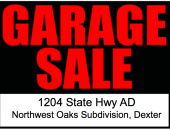 Garage Sale in Northwest Oaks Subdivision, Dexter