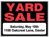 Multi-Family Yard Sale on Saturday Only in Dexter