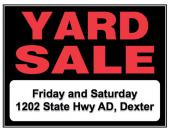 Multi-Family Garage Sale on Friday and Saturday in Dexter