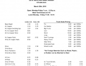 Bootheel Recycling Price Sheet - March 20, 2019