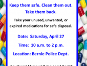 Bernie PD to Participate in DEA National RX TAKE BACK Day