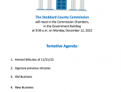 Stoddard County Commission Meeting Agenda for Monday, December 12, 2022